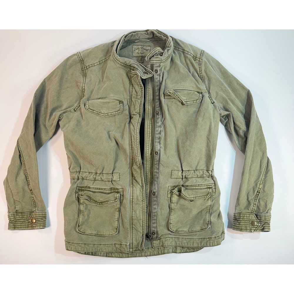 Lucky Brand Women Green Utility Field Jacket Military Cargo Coat Medium M